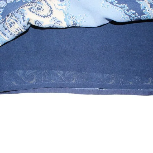 Main Street Blues Womens Plus 32W Blue Multicolored 3/4 Sleeve Tunic Blouse Top - Picture 6 of 9